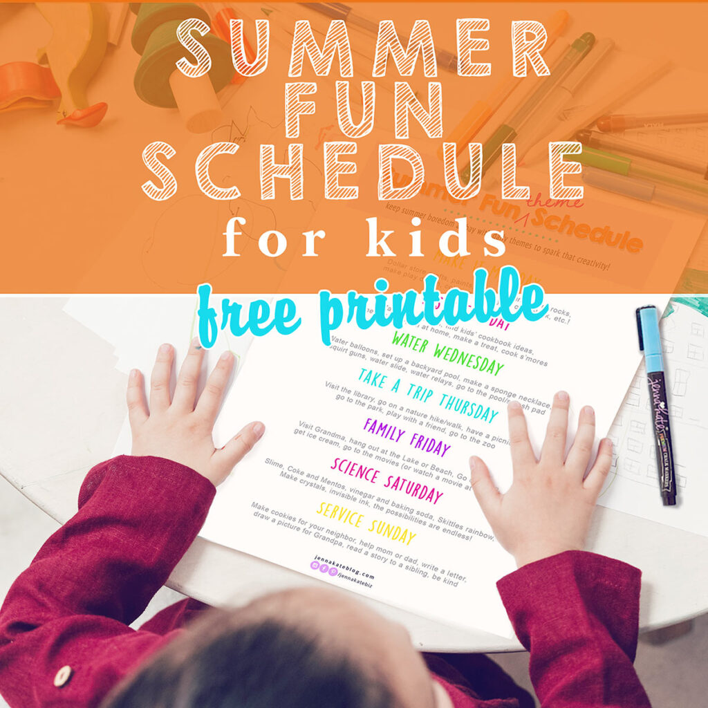 kids summer schedule planner